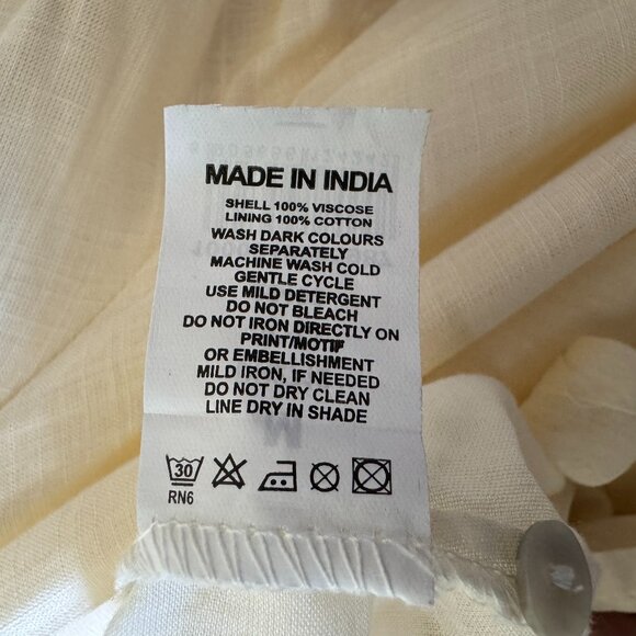 Max Dress Sm/Md Ivory Floral Embroidery Ruffled Short Sleeves Pockets Tiered - Picture 15 of 15